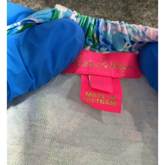 Lilly Pulitzer Blue and Green Halter Romper Dress - Picture 4 of 5